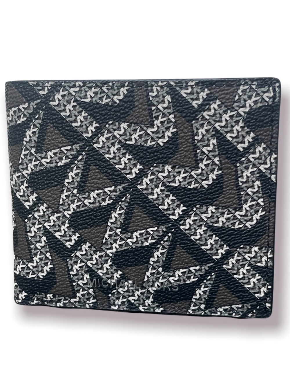 Michael Kors Black and Gray Signature Print Bifold Wallet